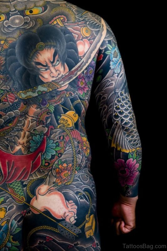 Japanese Warrior Back Tattoo