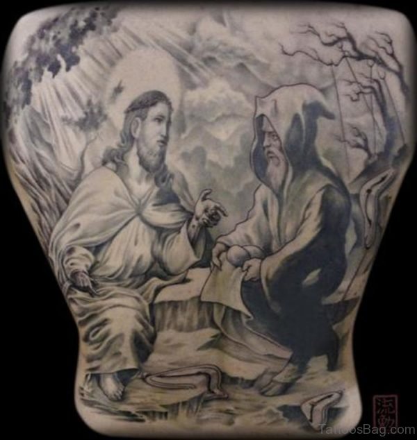 Jesus Tattoo On  Full Back