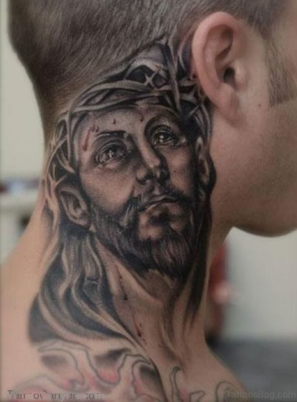Jesus Tattoo On Neck