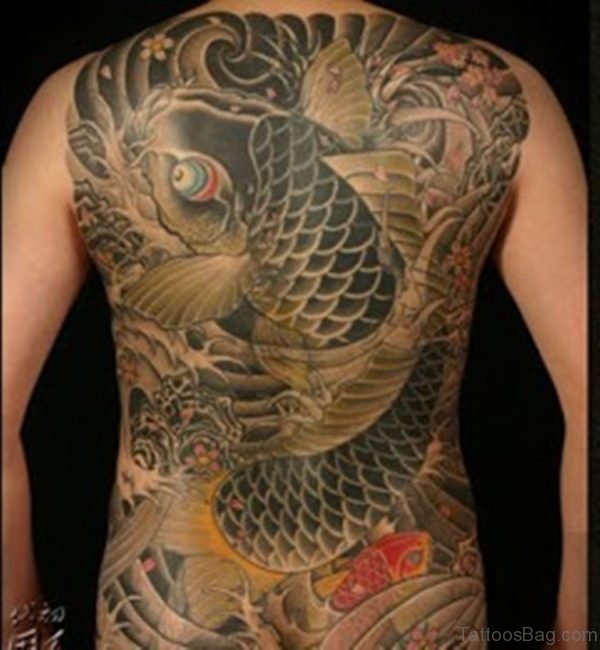 Koi Fish Tattoo On Full Back