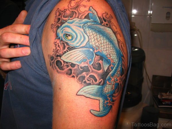 Koi Fish Tattoo On Shoulder