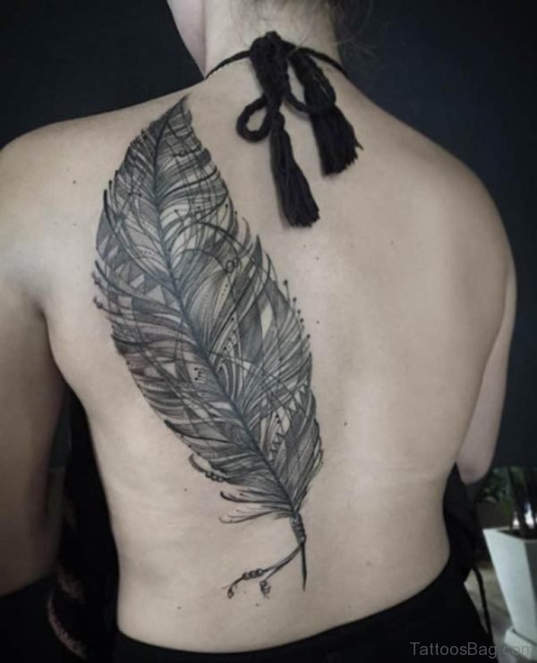 Large Back Feather Tattoo