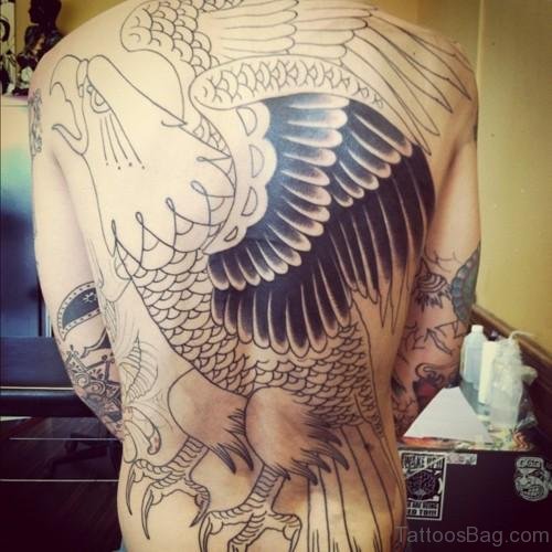Large Eagle Tattoo On Back