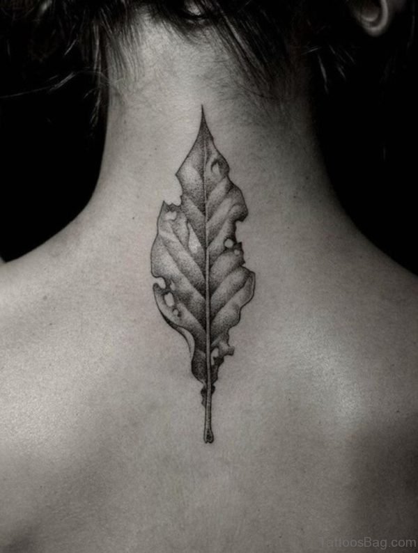Leaf Tattoo Design On Back