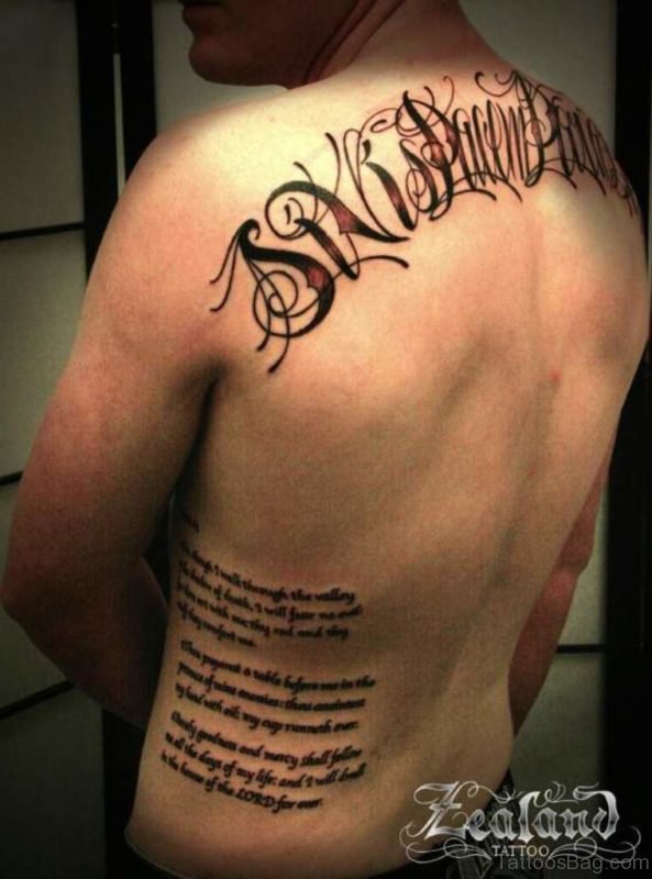 Lettering Back Side Tattoo