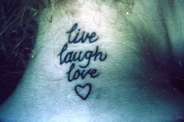 Lettering Heart Neck Tattoo