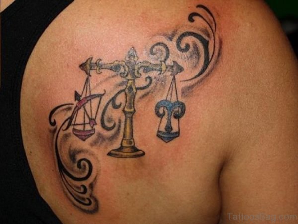 Libra Tattoo Design On Shoulder