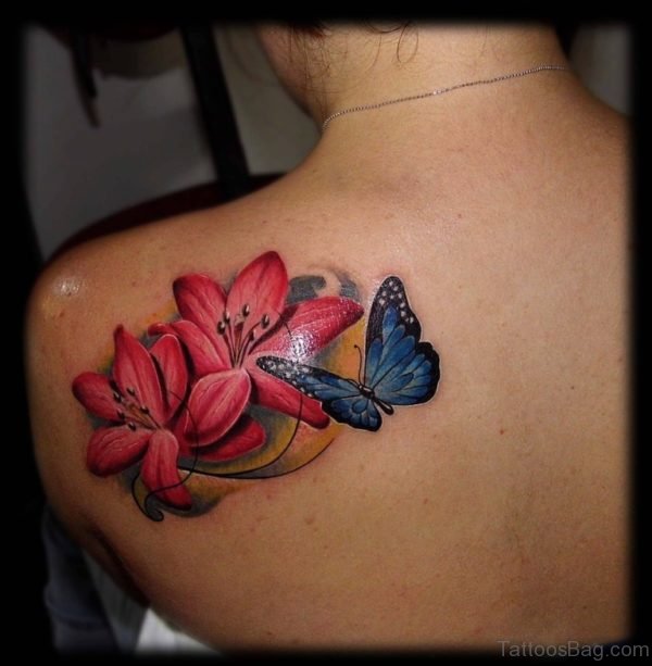 Butterfly Lily Flower Tattoo