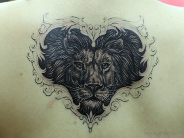 Lion Face Tattoo On Back