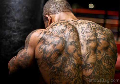 Lion Tattoo On Full Back 