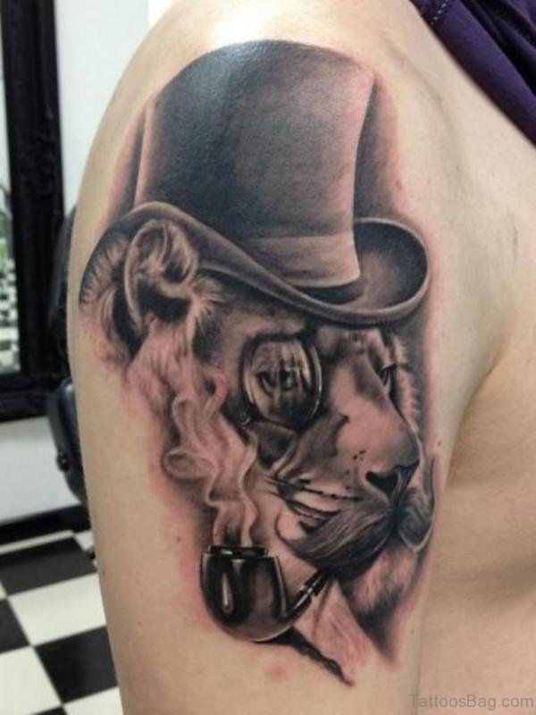 Lion With Hat Tattoo