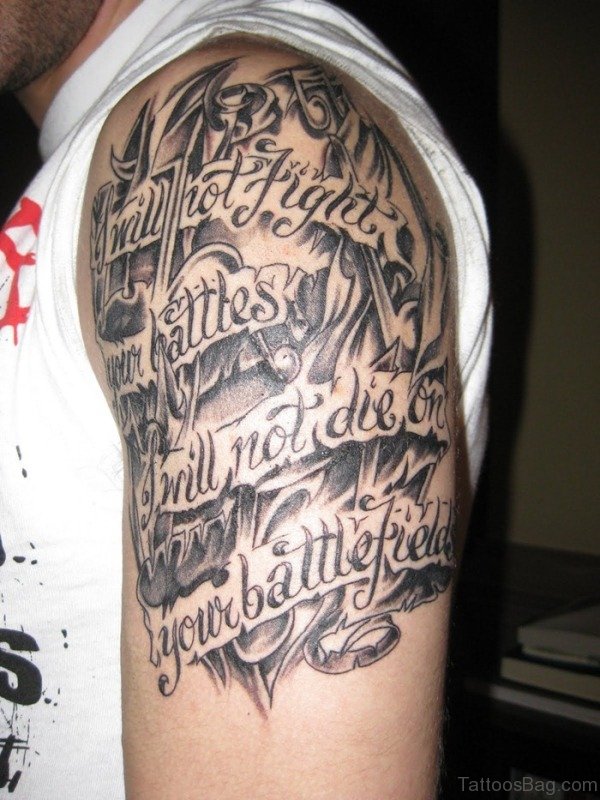 Literacy Shoulder Tattoo For Men