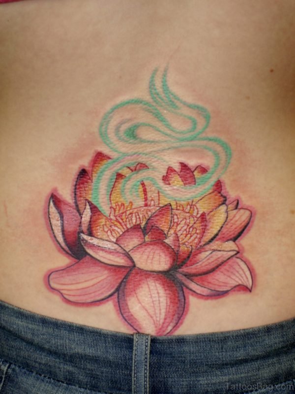 Lotus Flower Tattoo On Back 