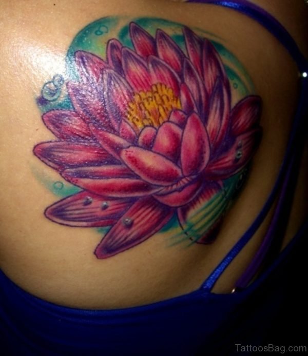 Lotus Flower Tattoo On Shoulder 