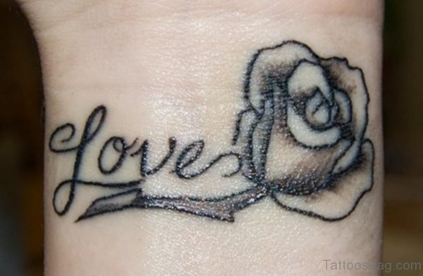 Love Black Rose Tattoo On Wrist