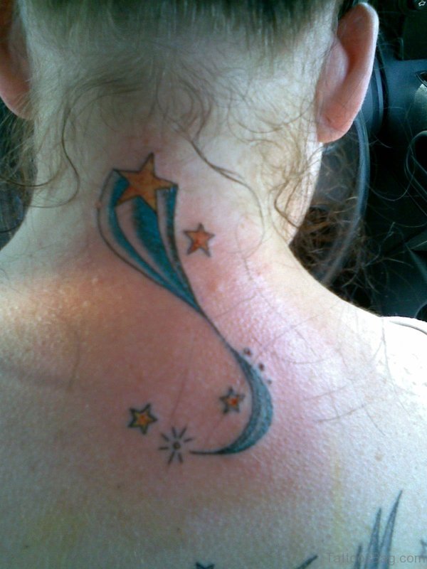 Lovely Stars Neck Tattoo