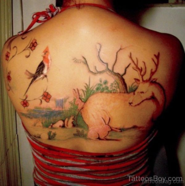 Lovely Bird Tattoo On Back