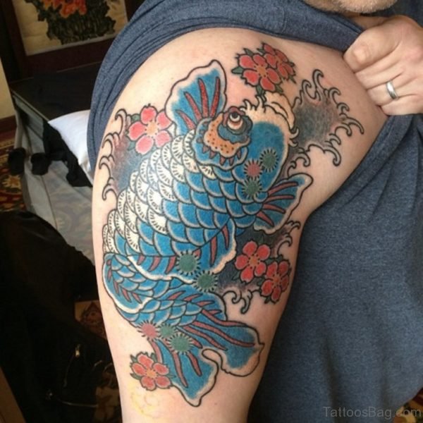 Lovely Blue Fish Tattoo