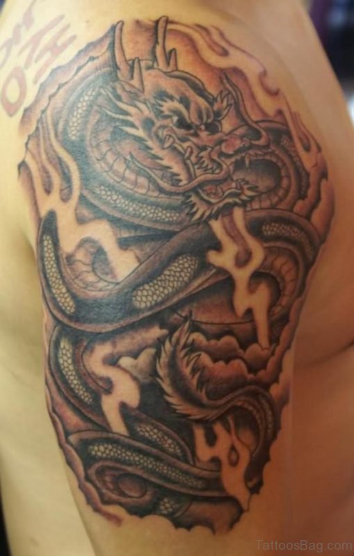 Lovely Dragon Shoulder Tattoo Design