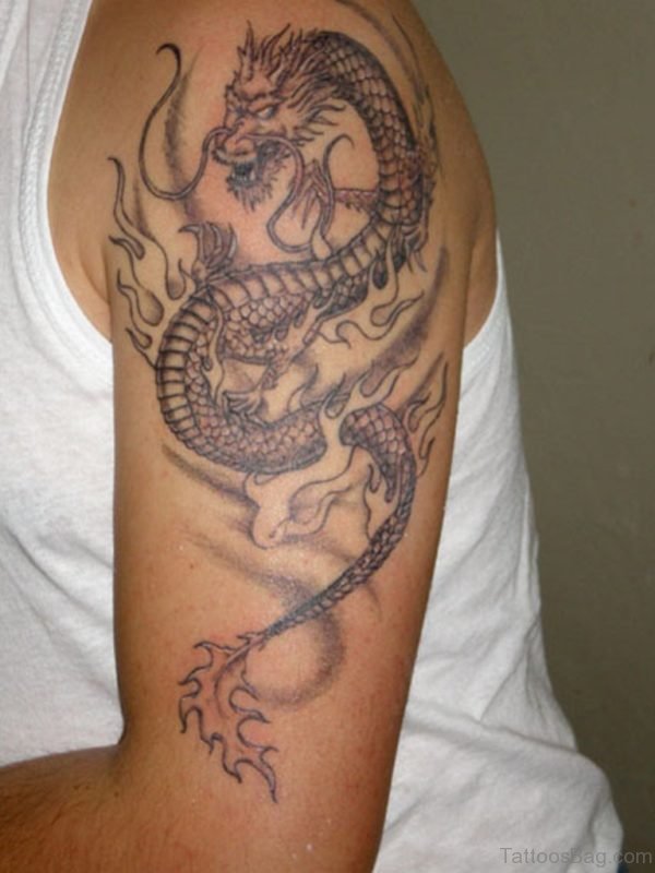 Lovely Dragon Tattoo On Shoulder
