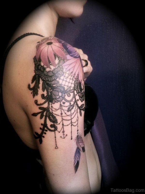 Lovely Hibiscus Flower Tattoo On Shoulder