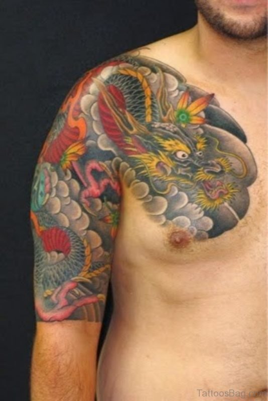 Lovely Japanese Dragon Shoulder Tattoo