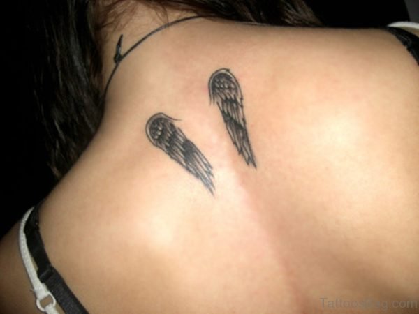 Lovely Memorial Angel Tattoo On Back