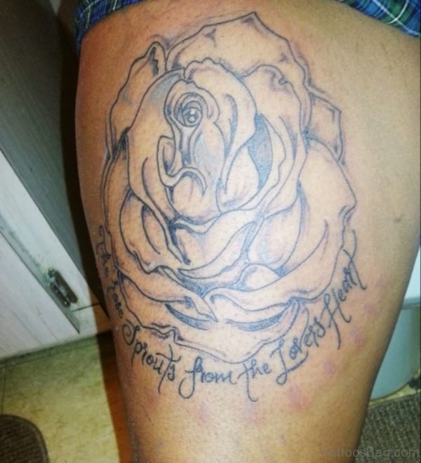 Lovely Rose Tattoo On Thigh