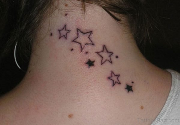 Lovely Stars Neck Tattoo Design