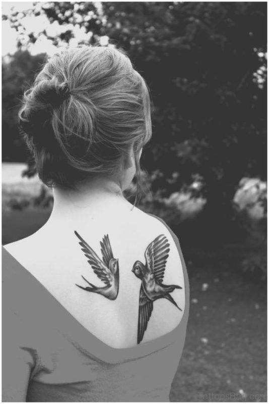 Lovely Swallow Back Tattoo
