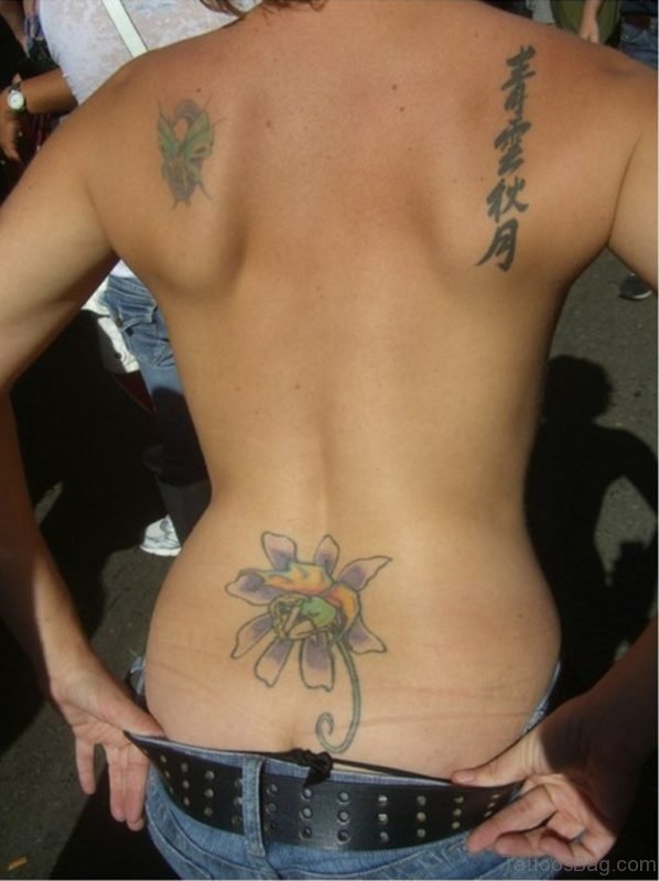 Flower Tattoo On Lower Back