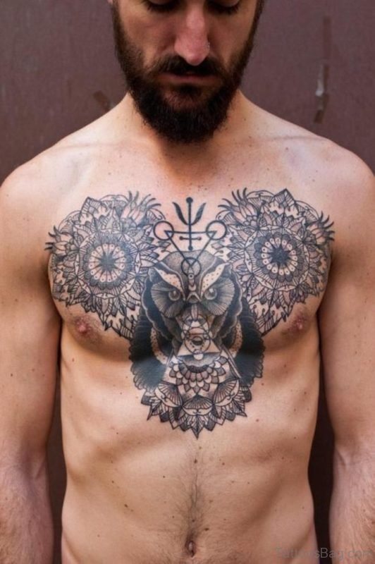 Mandala Flowers And Owl Tattoo-TB1119