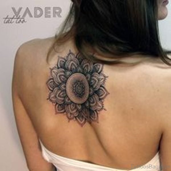 Mandala Tattoo On Upper Back