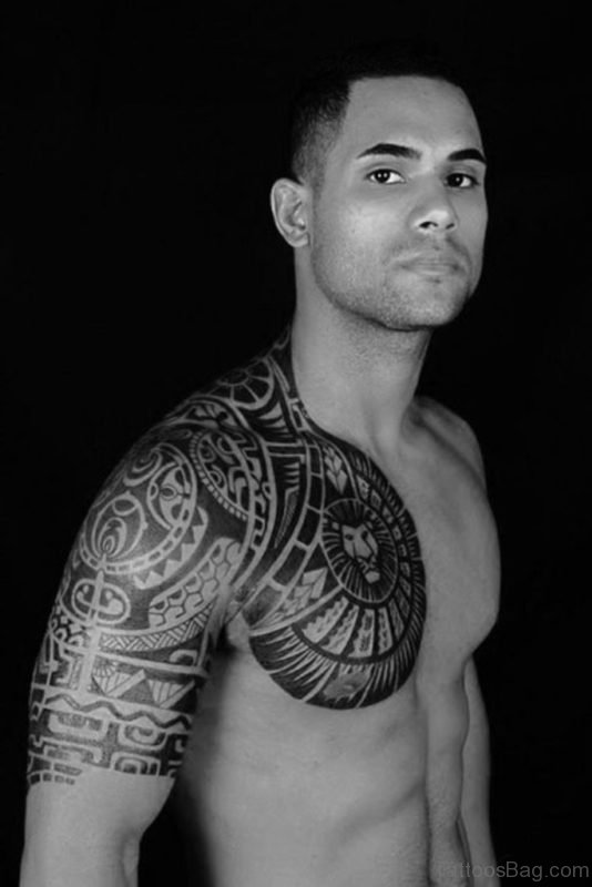 Maori Lion Chest Tattoo