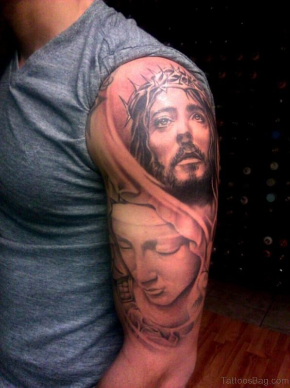 Mary And Jesus Tattoo Design
