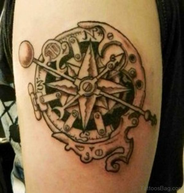 Mechanical Compass Tattoo