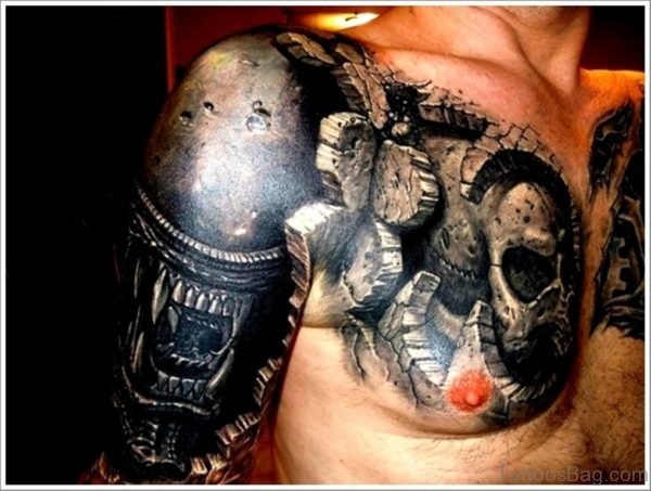 Mechanical Skull Tattoo