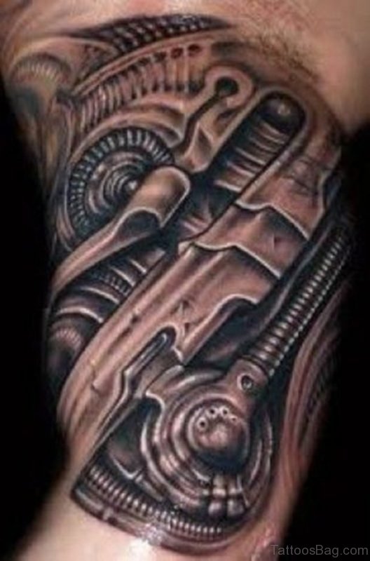 Mechanical Tattoo On Bicep