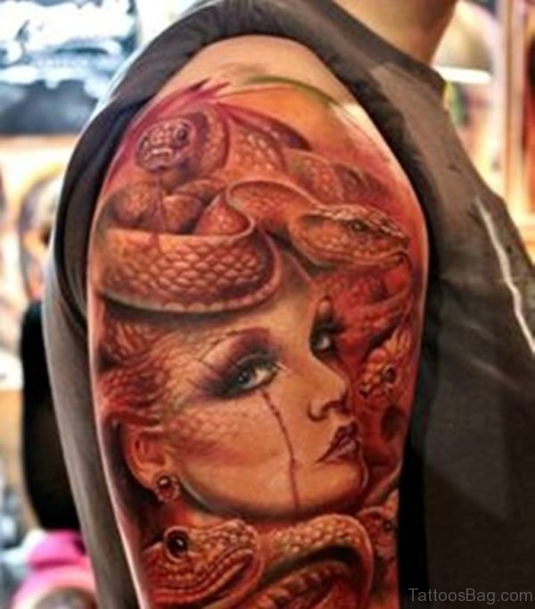 Medusa Tattoo On Bicep