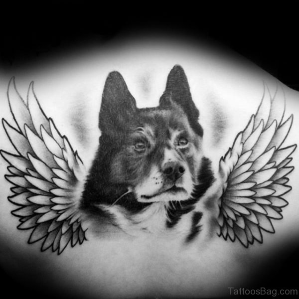 Memorial Angel Dog Tattoo