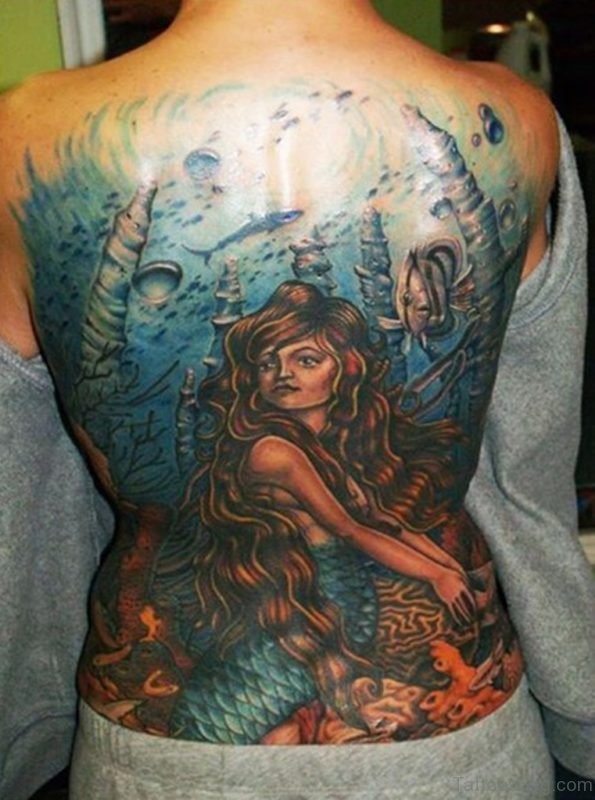 Mermaid Tattoo On Back