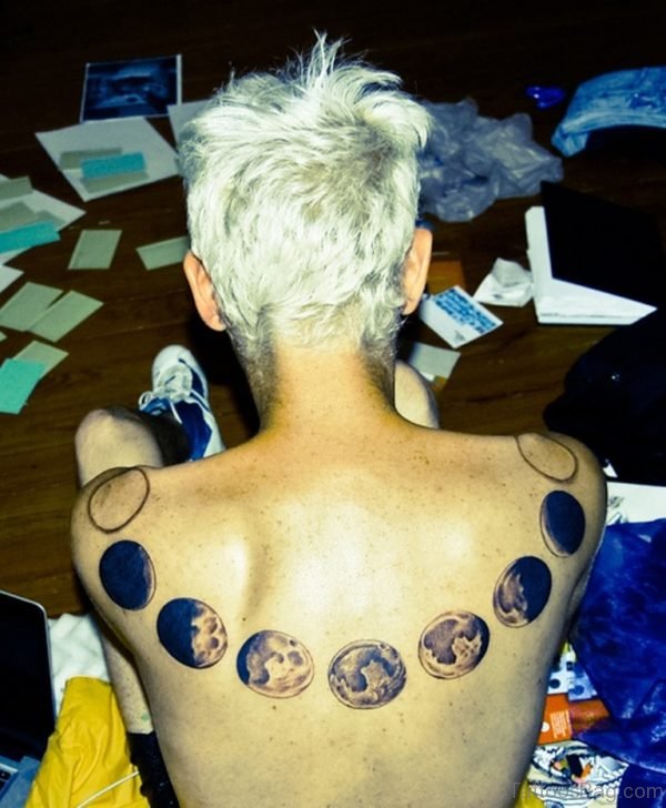 Moon Tattoo On Girl Back