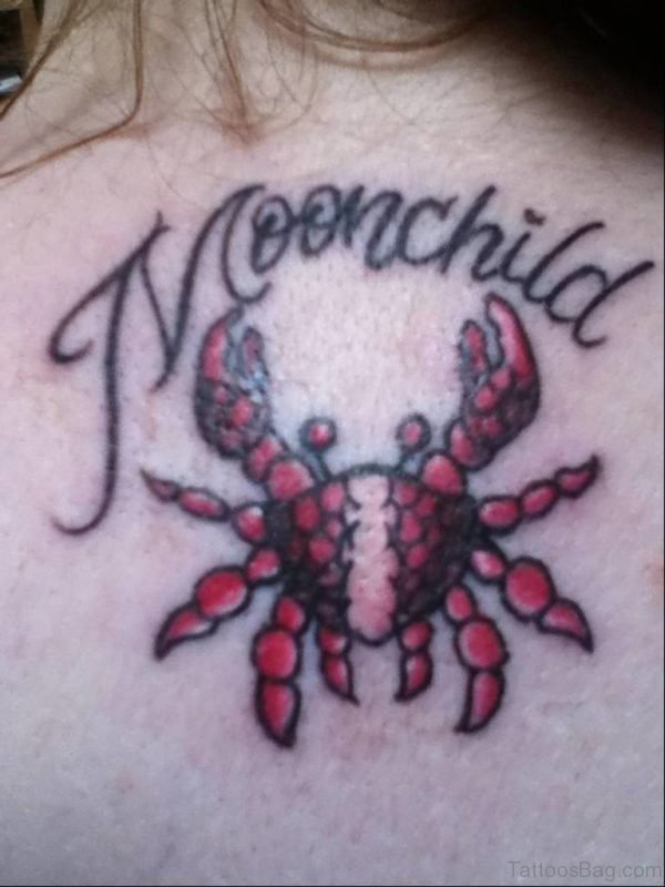 Moonchild Crab Tattoo On Upper Back