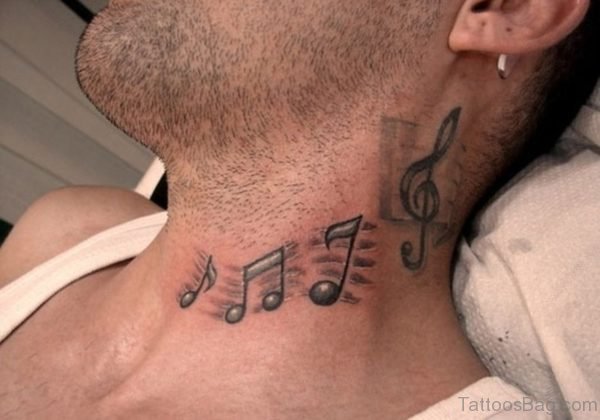 Music Note Tattoo On Neck