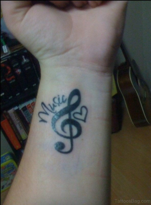 Music Violin Note Tattoo On Wrist