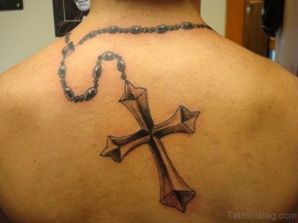 Neck Back Cross Tattoo