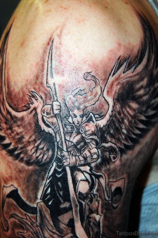 Nice Angel Shoulder Tattoo