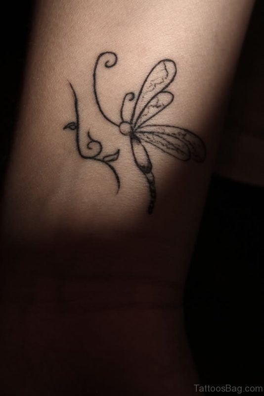 Nice Black Dragonfly Tattoo
