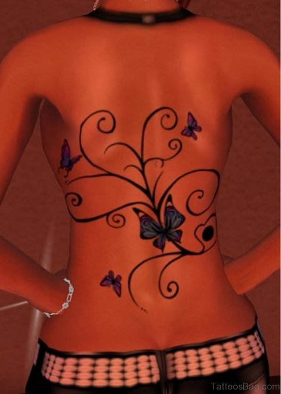 Nice Butterfly Tattoo On Full Back