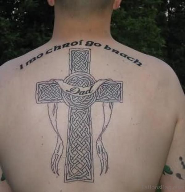 Nice Cross Tattoo On Back